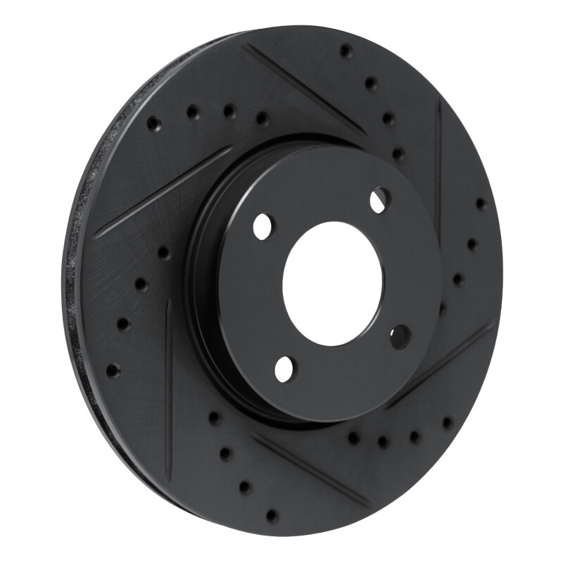 Nissan Versa Brake Rotor (1) - Front Right - R1 Concepts - Drilled & Slotted - Black - `17-`25
